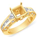 1CT Princess Setting 3Stone Engagement Ring 14k Yellow Gold