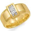 0.35 CT Men's Princess Baguette Diamond Wedding Ring Yellow Gold