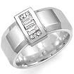 0.35 CT Men's Princess Baguette Diamond Wedding Ring 14K White Gold