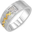 0.40 CT Princess Men's Diamond Ring 14K 2 Tone Gold