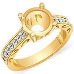 1/4 Ct Round Diamond Semi Mount Engagement Ring 14K Yellow Gold