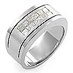 0.85 CT Princess Diamond Men's Wedding Band Ring 18K White Gold