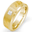 0.22 CT Princess Diamond Men's Wedding Ring 14K Yellow Gold
