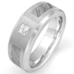 0.22CT Princess Diamond Men's Wedding Band Ring 14K White Gold
