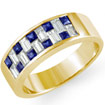 2 CT Sapphire Baguette Diamond Wedding Ring 14K Yellow Gold