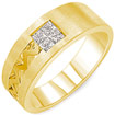 0.40CT Princess Men's Diamond Band Ring 14K Yellow Gold