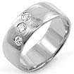 0.35 CT 3 Stone Round Diamond Wedding Band 14K White Gold