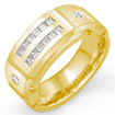 3/4 CT Princess Round Diamond Mens Wedding Ring 14K Yellow Gold