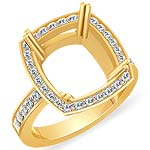 1/2 CT Round Diamond Engagement Ring Cushion Setting 14K Yellow Gold