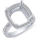 1/2 CT Round Diamond Cushion Setting Engagement Ring White Gold