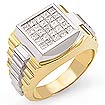 1 1/2 CT Men's Princess Diamond Ring 14K Two Tone Gold