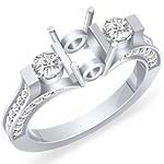 0.85 CT 3 Stone Round Engagement Diamond Ring 14k White Gold