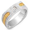 0.15 CT Men's Princess Diamond Ring 14K 2 Tone Gold