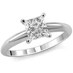 0.51 CT Princess Solitaire Engagement Diamond Ring 14K  Gold F VS2