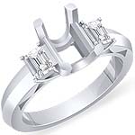 1/2 CT Emerald-Cut 3 Stone Setting Anniversary Diamond Ring PLATINUM