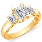 1.00 Ct Emerald 3 Stone Diamond Engagement Ring 14K Satting