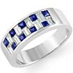 2.00 CT Sapphire Baguette Diamond Wedding Ring 18K White Gold