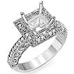 1/2 CT Round Pave Set Diamond Engagement Ring 14K White Gold