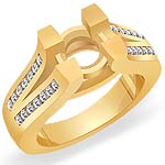 1/4 CT Round Diamond Semi Mount Engagement Ring 14k Yellow Gold