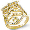 0.75 CT Round Diamond Owl Style Fashion Ring 14K Yellow Gold