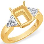 0.66 CT 3 Stone Trillion-Cut Diamond Engagement Ring 14k Yellow Gold