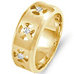 0.30 CT 3 Stone Round Diamond Wedding Band Ring 14K Yellow Gold
