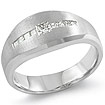 1/2 CT Princess Mens Diamond Wedding Band 14K White Gold