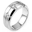 0.26CT Man 3 Stone Round Diamond Wedding band 14k White Gold G VS2