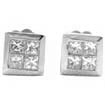 0.54 CT Princess Diamond Stud Earrings 14k White Gold G VS2