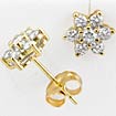 1.13 CT Round Diamond Cluster Earring 14K Yellow Gold G - H SI1- SI2