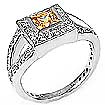 1 3/4 CT Round Diamond & Citrine Fashion Ring 14K White Gold