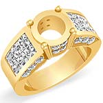 1 3/4Ct Princess Round Setting Diamond Engagement Ring 14K Yellow Gold