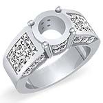1 3/4 Ct Princess Round Diamond Setting Engagement Ring PLATINUM