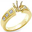 1/2 CT Princess Semi Mount Diamond Engagement Ring 14K Yellow Gold