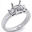 1/2 CT 3 Stone Princess Side Diamond Anniversary Ring 14k White Gold