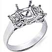 1/2 CT 3 Stone Princess Setting Diamond Ring 14K White Gold