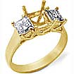 1/2 CT 3 Stone Princess Setting Diamond Ring 14K Yellow Gold