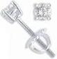 0.70 Ct Round Diamond Stud Earrings 14K White Gold H SI1