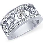 0.80 CT Round Diamond Anniversary Ring 14k White Gold