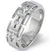 1/4 CT Round Men's Diamond Wedding Band 14k White Gold