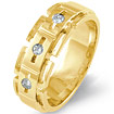 1/4 CT 3Stone Diamond Wedding Band Ring 14k Yellow Gold