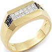 1 1/2 CT Princess Sapphire Mens Diamond Wedding band Yellow Gold