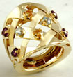 7 Gm 14K Yellow Gold Lady Multi Color Stone Ring New