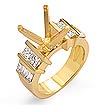 3/4 CT Princess Baguette Semi Mount Diamond Engagement Ring 14K Y Gold