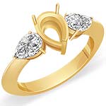 0.88 CT Pear Diamond 3 Stone Setting Anniversary Ring 14k Gold