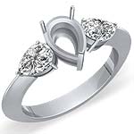 0.91 CT Pear 3 Stone Setting Anniversary Diamond Ring PLATINUM