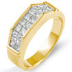1 1/2CT Princess Diamond Men's Wedding Band Ring 14K Yellow Gold