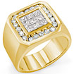 1.30 CT Men's Princess Round Diamond Ring 14K Yellow Gold