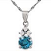 2.00 CT Round & Blue Topaz Diamond Pendant 14K White Gold