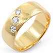 0.35 CT 3 Stone Round Diamond Wedding Band Ring 14K Yellow Gold